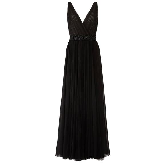 Badgley Mischka Black Pleated Embellished Waist Gown 4 - Picture 10 of 15